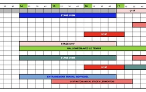 Planning entraînements Vacances TOUSSAINT